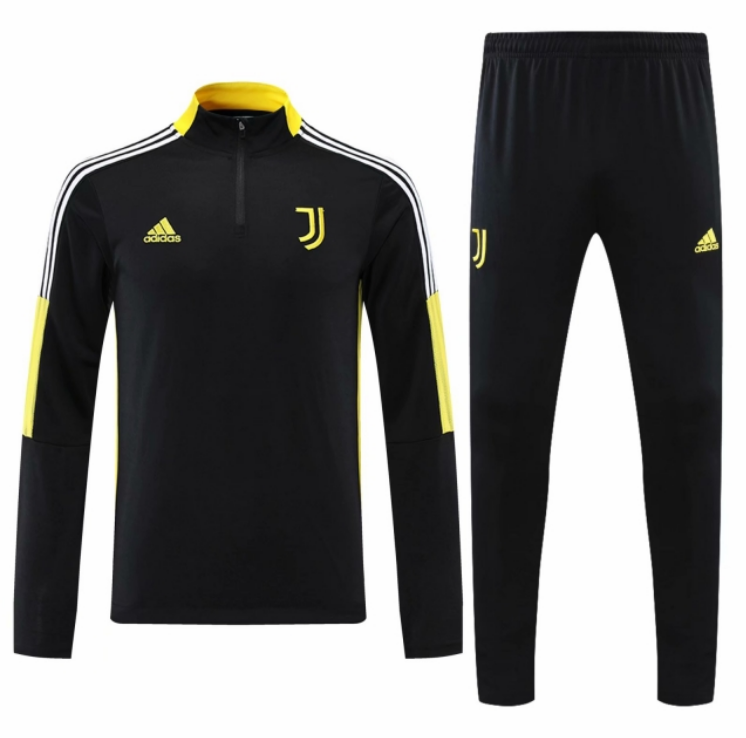 2021/22 Juventus Black Yellow Training Kits Sweatshirt with Pants